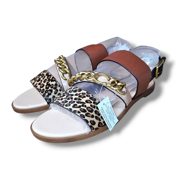 NWT Coach Heather Leopard Print Calf Hair Leather Sandals G4777 Size 7.5B EU38 - Picture 7 of 16